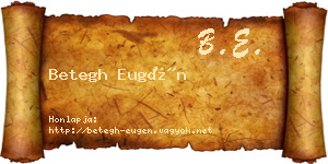 Betegh Eugén névjegykártya